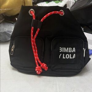 Bimba Y Lola Black Crossbody Bag with Red Accents